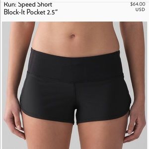 Black Lululemon never worn speed shorts